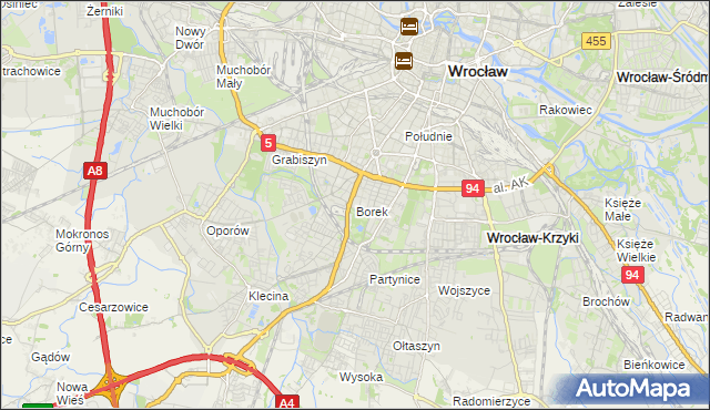 mapa Borek gmina Wrocław, Borek gmina Wrocław na mapie Targeo