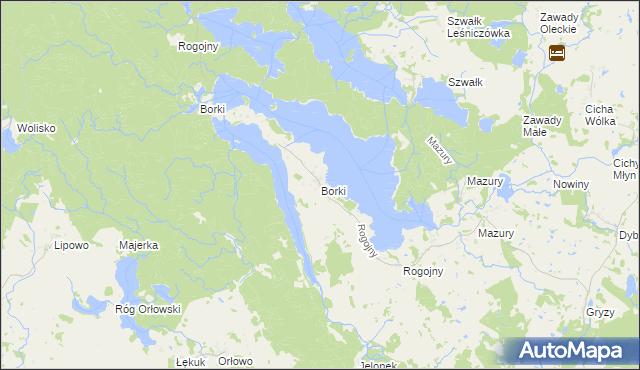 mapa Borki gmina Świętajno, Borki gmina Świętajno na mapie Targeo