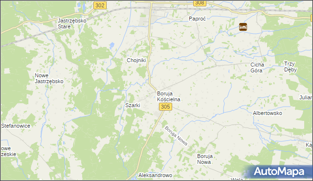 mapa Boruja Kościelna, Boruja Kościelna na mapie Targeo