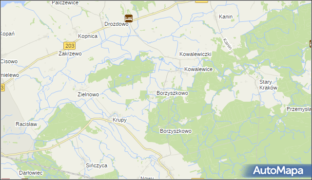 mapa Borzyszkowo gmina Darłowo, Borzyszkowo gmina Darłowo na mapie Targeo