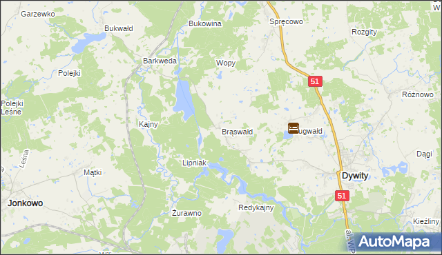 mapa Brąswałd, Brąswałd na mapie Targeo