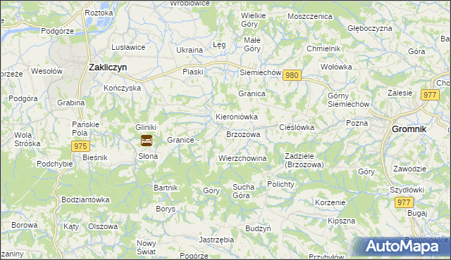 mapa Brzozowa gmina Gromnik, Brzozowa gmina Gromnik na mapie Targeo