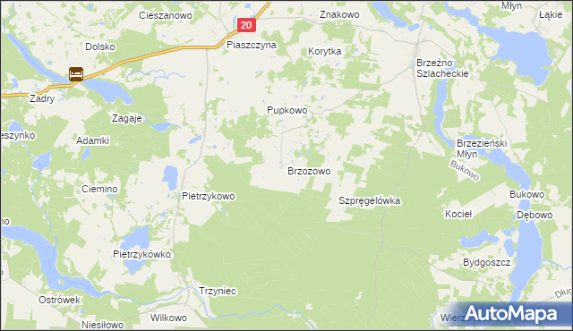 mapa Brzozowo gmina Lipnica, Brzozowo gmina Lipnica na mapie Targeo