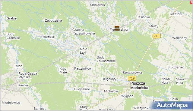 mapa Budy Zaklasztorne, Budy Zaklasztorne na mapie Targeo