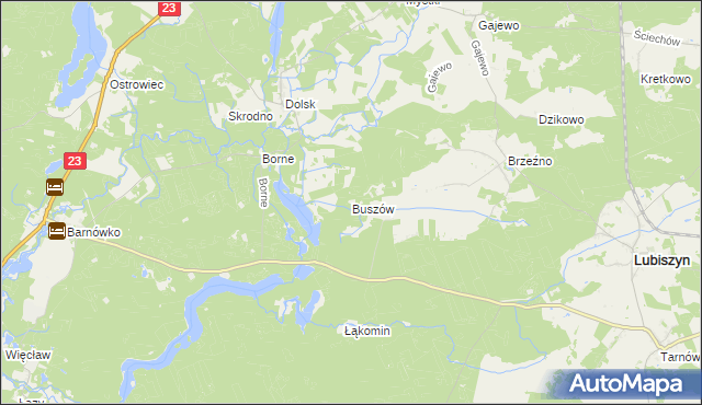 mapa Buszów gmina Lubiszyn, Buszów gmina Lubiszyn na mapie Targeo