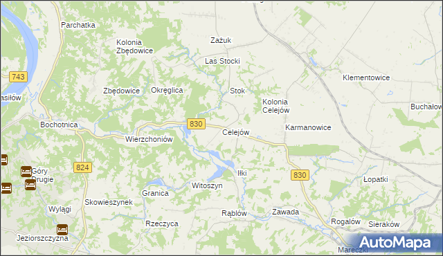 mapa Celejów gmina Wąwolnica, Celejów gmina Wąwolnica na mapie Targeo