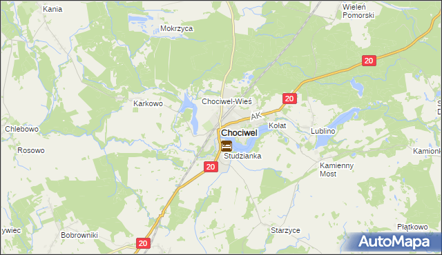 mapa Chociwel powiat stargardzki, Chociwel powiat stargardzki na mapie Targeo