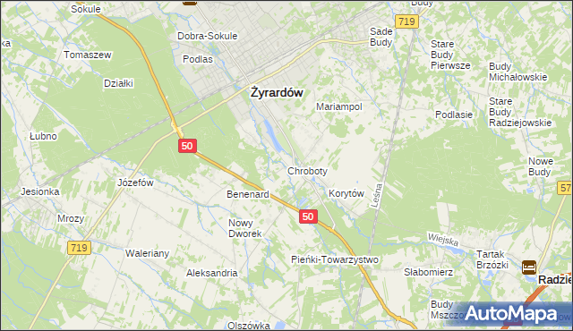 mapa Chroboty, Chroboty na mapie Targeo