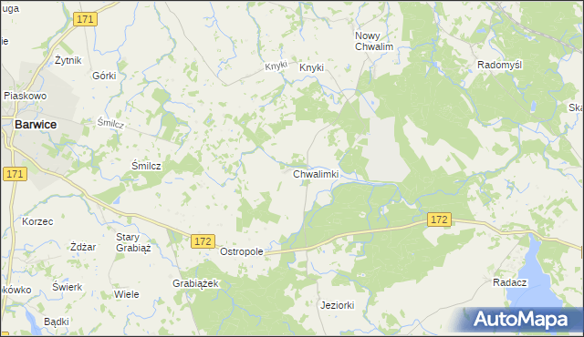 mapa Chwalimki, Chwalimki na mapie Targeo