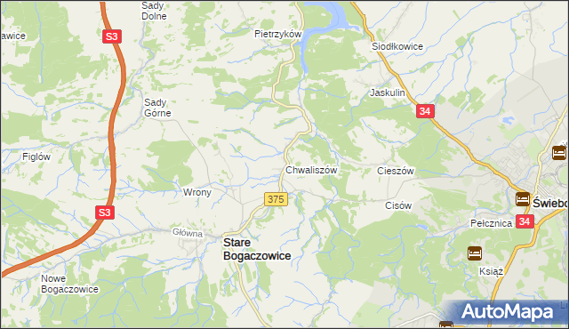 mapa Chwaliszów, Chwaliszów na mapie Targeo