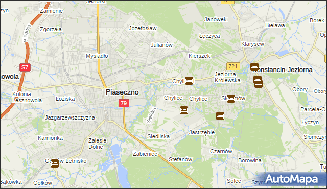 mapa Chylice gmina Piaseczno, Chylice gmina Piaseczno na mapie Targeo