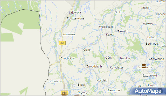 mapa Ciche gmina Czarny Dunajec, Ciche gmina Czarny Dunajec na mapie Targeo