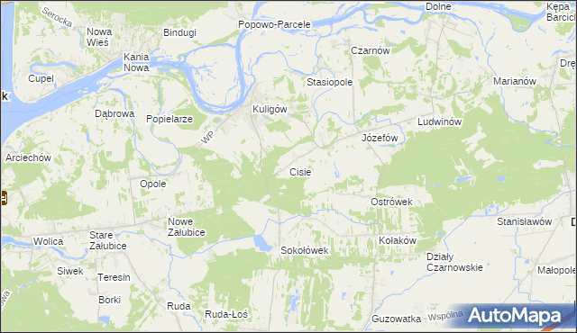 mapa Cisie gmina Dąbrówka, Cisie gmina Dąbrówka na mapie Targeo
