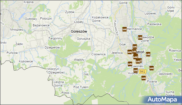 mapa Cisownica, Cisownica na mapie Targeo