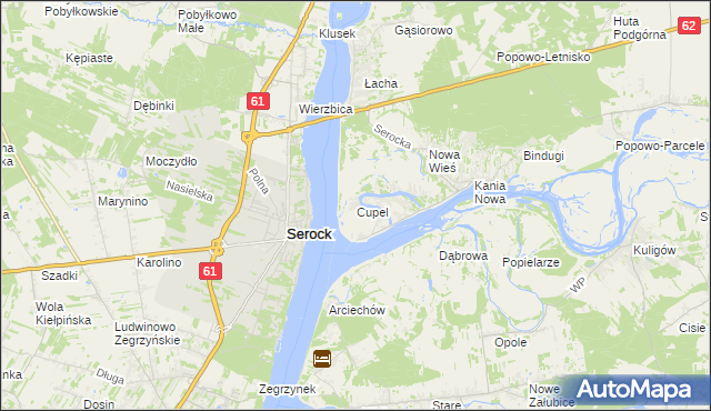 mapa Cupel gmina Serock, Cupel gmina Serock na mapie Targeo