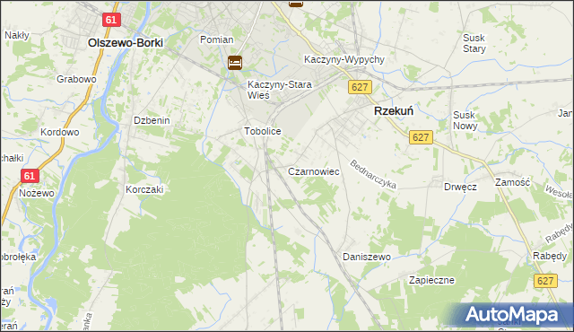 mapa Czarnowiec gmina Rzekuń, Czarnowiec gmina Rzekuń na mapie Targeo