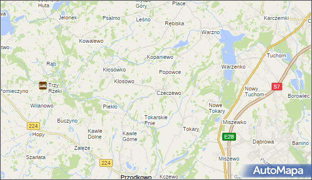 mapa Czeczewo gmina Przodkowo, Czeczewo gmina Przodkowo na mapie Targeo