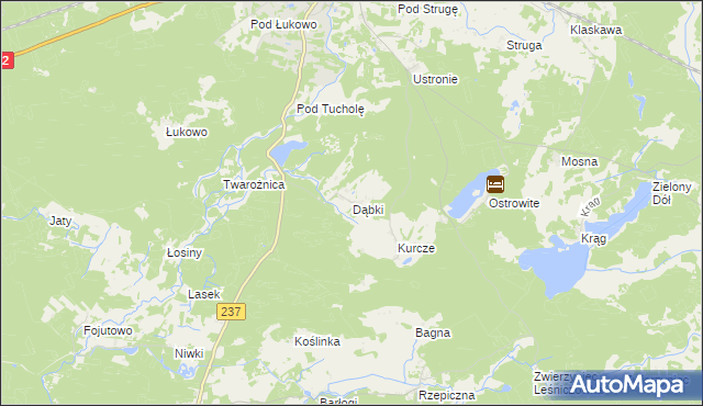 mapa Dąbki gmina Czersk, Dąbki gmina Czersk na mapie Targeo