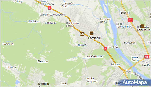 mapa Dąbrowa gmina Łomianki, Dąbrowa gmina Łomianki na mapie Targeo