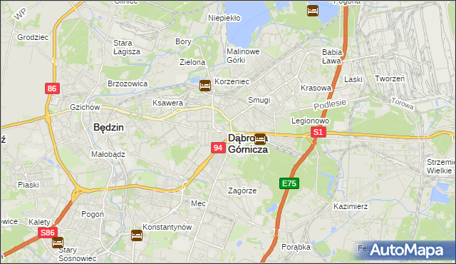 mapa Dąbrowa Górnicza, Dąbrowa Górnicza na mapie Targeo