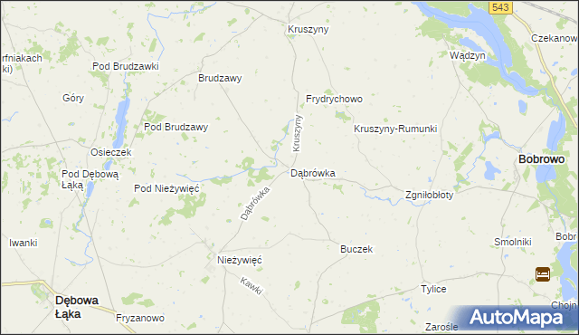 mapa Dąbrówka gmina Bobrowo, Dąbrówka gmina Bobrowo na mapie Targeo