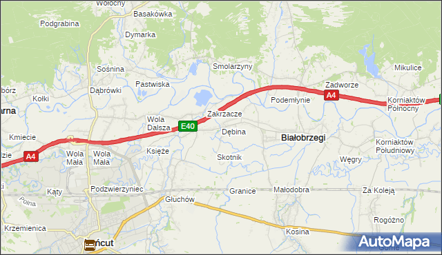 mapa Dębina gmina Białobrzegi, Dębina gmina Białobrzegi na mapie Targeo