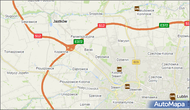 mapa Dębówka gmina Jastków, Dębówka gmina Jastków na mapie Targeo
