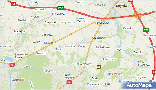 mapa Dobra gmina Stryków, Dobra gmina Stryków na mapie Targeo