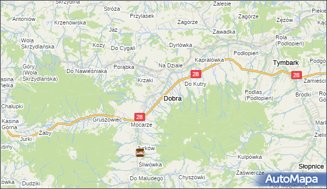 mapa Dobra powiat limanowski, Dobra powiat limanowski na mapie Targeo