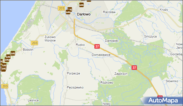 mapa Domasławice gmina Darłowo, Domasławice gmina Darłowo na mapie Targeo