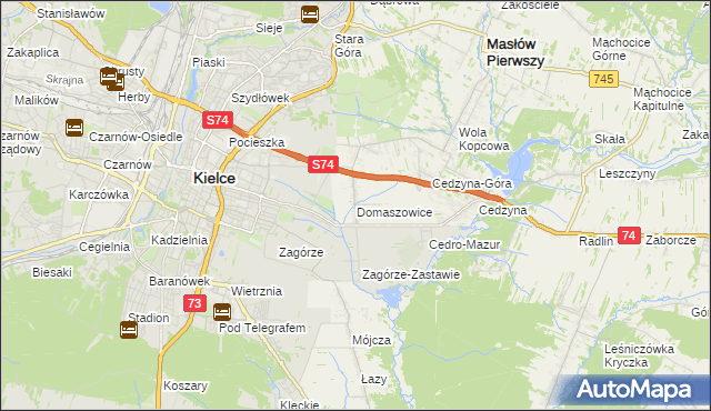 mapa Domaszowice gmina Masłów, Domaszowice gmina Masłów na mapie Targeo