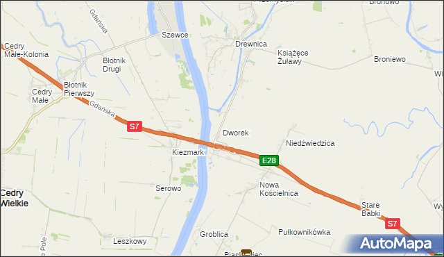 mapa Dworek gmina Stegna, Dworek gmina Stegna na mapie Targeo