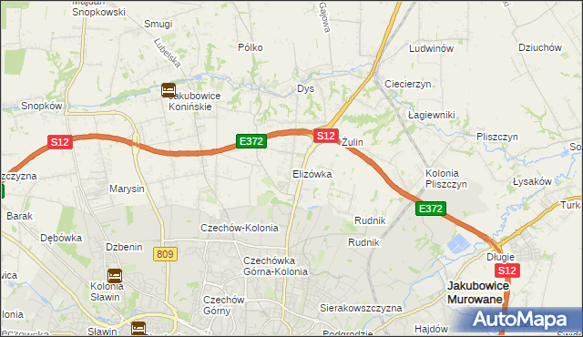 mapa Elizówka gmina Niemce, Elizówka gmina Niemce na mapie Targeo