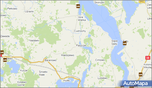 mapa Faszcze gmina Mikołajki, Faszcze gmina Mikołajki na mapie Targeo