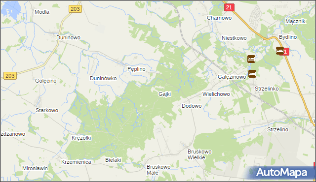 mapa Gajki gmina Słupsk, Gajki gmina Słupsk na mapie Targeo