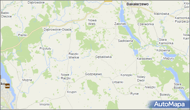 mapa Gębalówka gmina Bakałarzewo, Gębalówka gmina Bakałarzewo na mapie Targeo