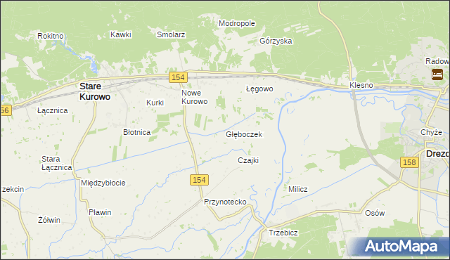 mapa Głęboczek gmina Stare Kurowo, Głęboczek gmina Stare Kurowo na mapie Targeo