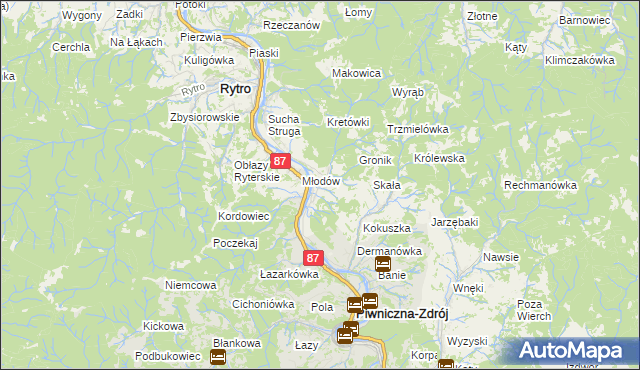 mapa Głębokie gmina Piwniczna-Zdrój, Głębokie gmina Piwniczna-Zdrój na mapie Targeo