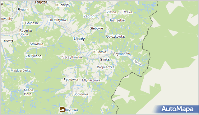 mapa Glinka gmina Ujsoły, Glinka gmina Ujsoły na mapie Targeo