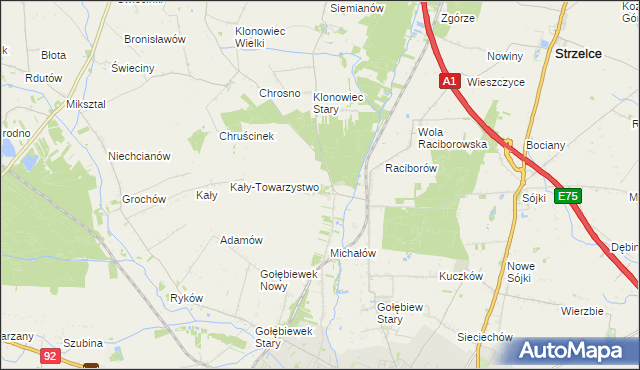 mapa Głogowiec gmina Kutno, Głogowiec gmina Kutno na mapie Targeo