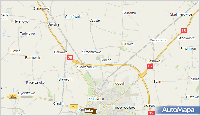 mapa Gnojno gmina Inowrocław, Gnojno gmina Inowrocław na mapie Targeo