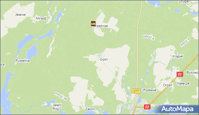 mapa Golin gmina Człopa, Golin gmina Człopa na mapie Targeo