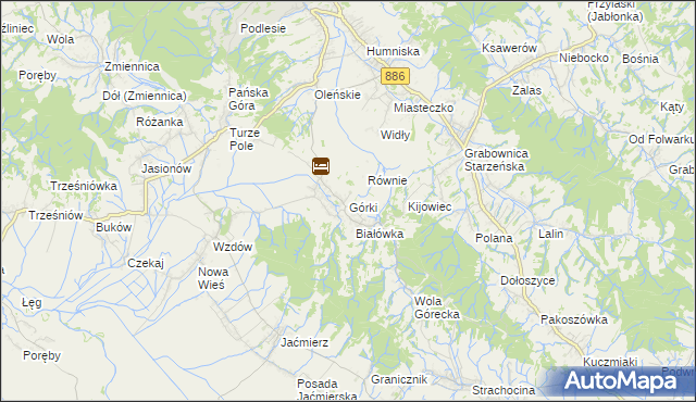 mapa Górki gmina Brzozów, Górki gmina Brzozów na mapie Targeo
