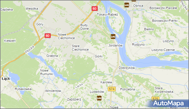 mapa Górki gmina Gąbin, Górki gmina Gąbin na mapie Targeo