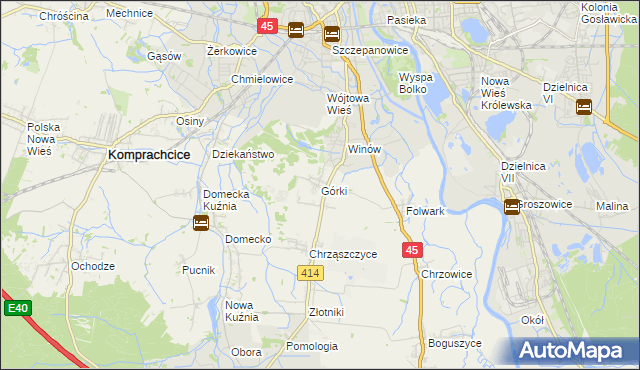 mapa Górki gmina Prószków, Górki gmina Prószków na mapie Targeo