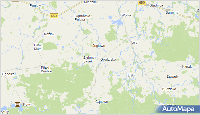 mapa Grodzisko gmina Banie Mazurskie, Grodzisko gmina Banie Mazurskie na mapie Targeo