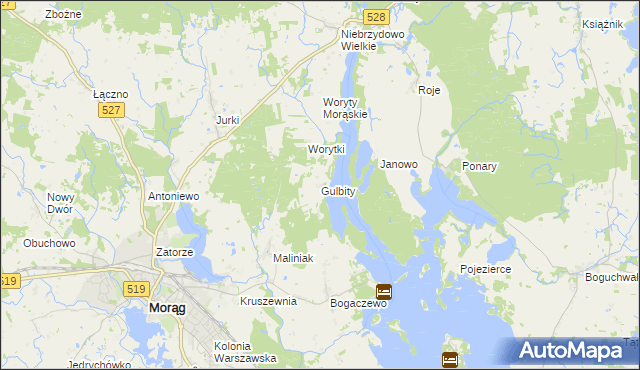 mapa Gulbity gmina Morąg, Gulbity gmina Morąg na mapie Targeo