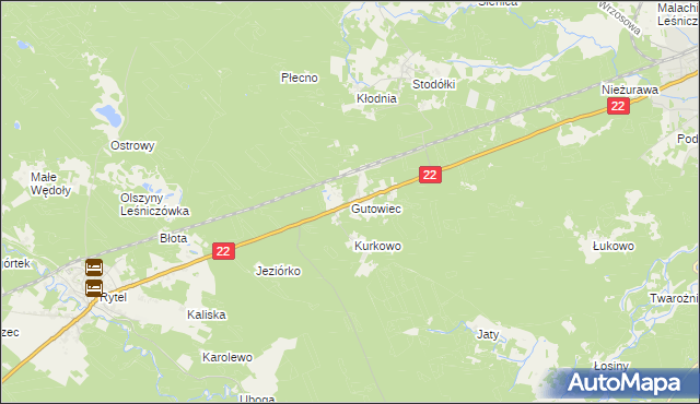 mapa Gutowiec, Gutowiec na mapie Targeo