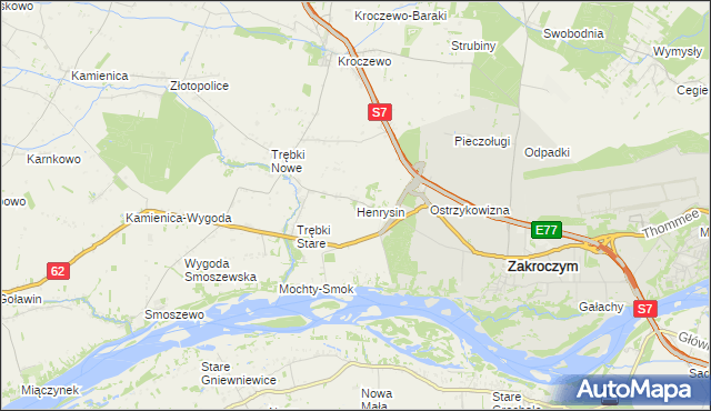 mapa Henrysin gmina Zakroczym, Henrysin gmina Zakroczym na mapie Targeo