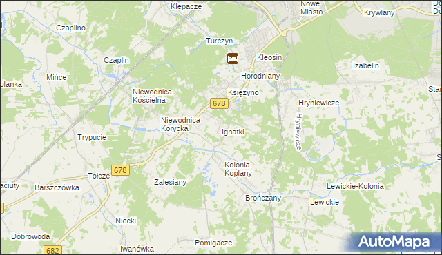 mapa Ignatki gmina Juchnowiec Kościelny, Ignatki gmina Juchnowiec Kościelny na mapie Targeo